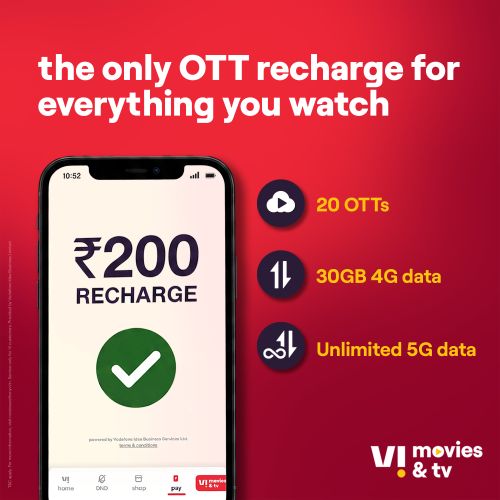 Vi Movies & TV introduces Rs. 200 value pack with access to 20 OTT platforms, 200+ Live TV and 30GB data