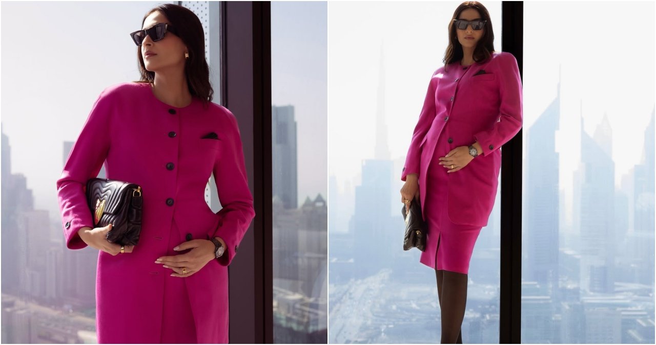 Sonam Kapoor has officially announced she is expecting her second child, sharing photos of her baby-bump in a stylish hot-pink outfit