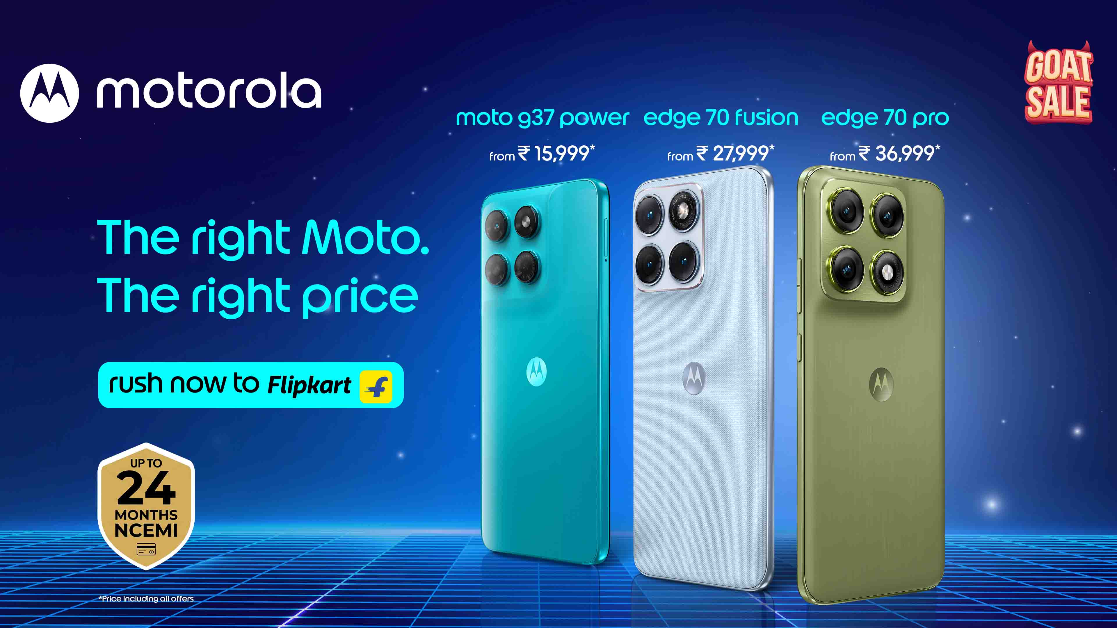 Motorola Kicks Off Flipkart GOAT Sale 2026 with Unbeatable Offers and Up to 24 Months No Cost EMI on the motorola edge 70 fusion, motorola edge 70 Pro Series, moto g37 and moto g37 power