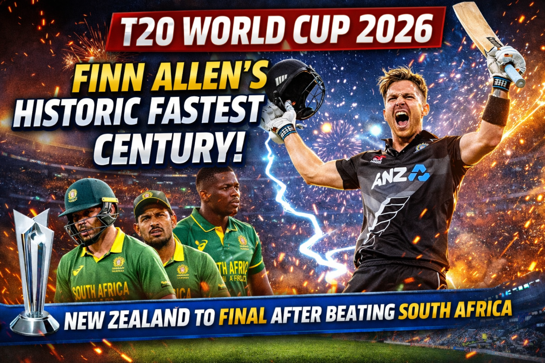 T20 World Cup 2026: Finn Allen’s Historic Fastest Century Sends New Zealand to Final After Beating South Africa